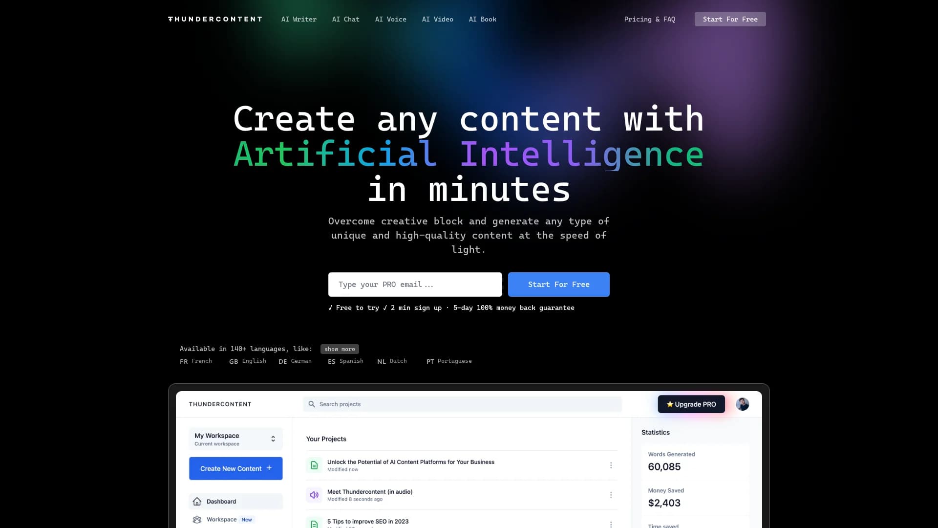 thundercontent homepage