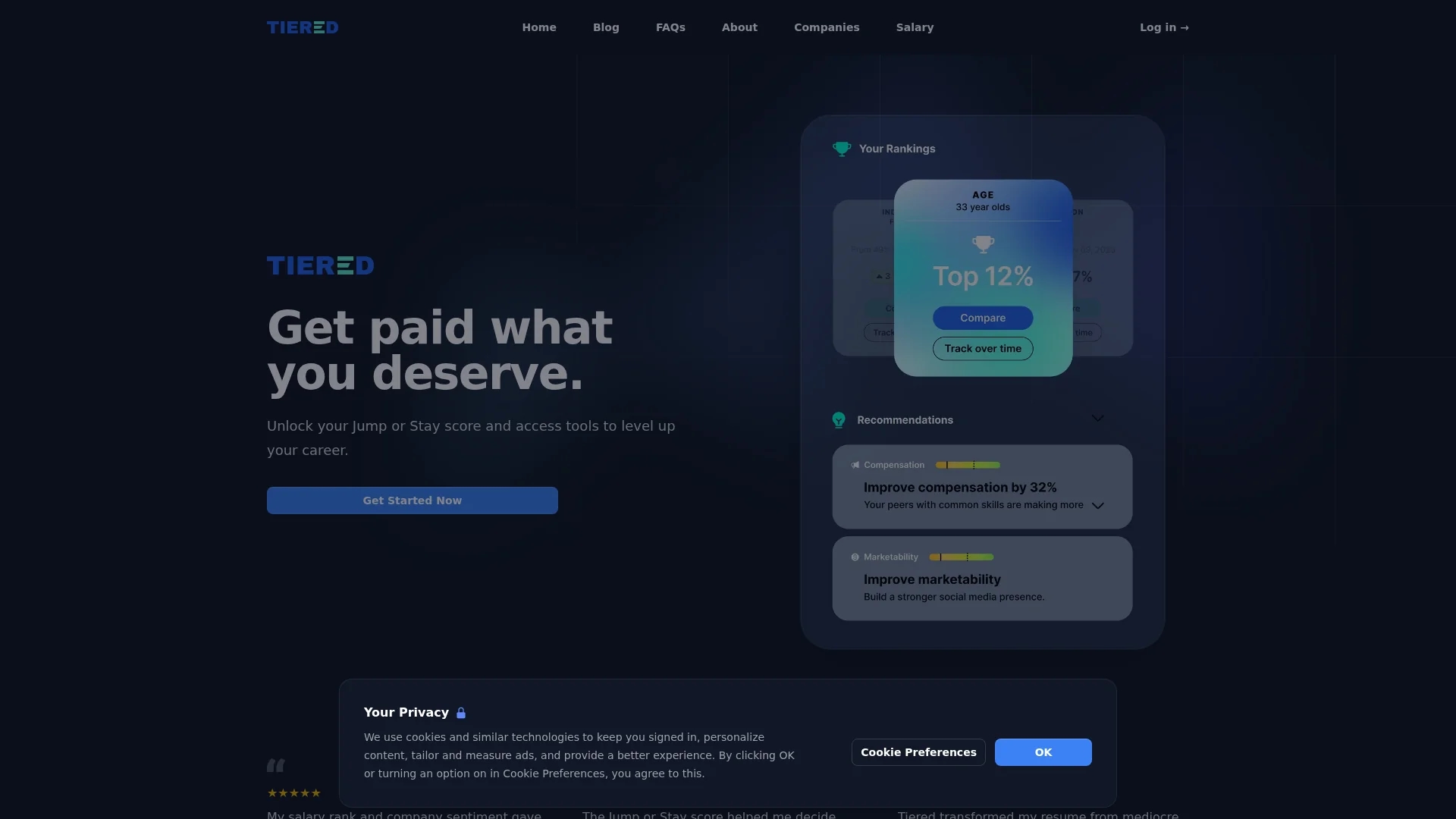 tiered homepage
