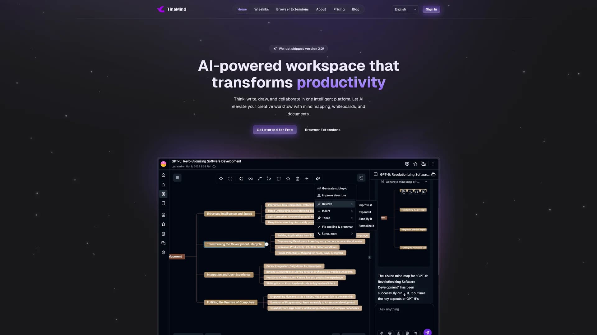 tinamind homepage