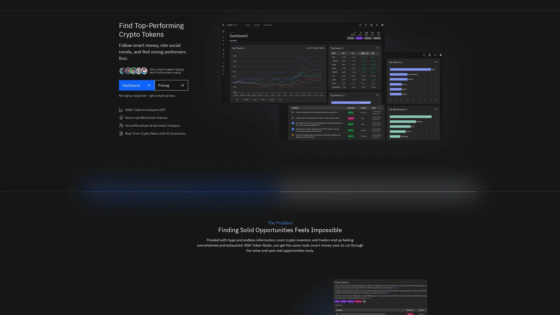 token-radar homepage