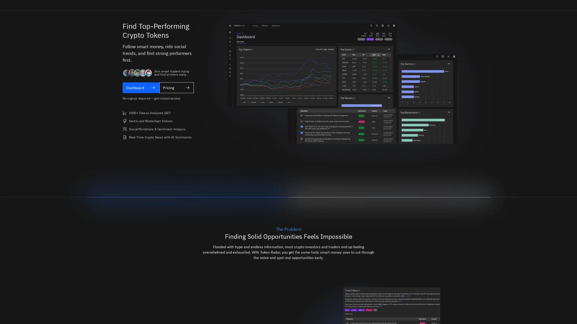 token-radar homepage