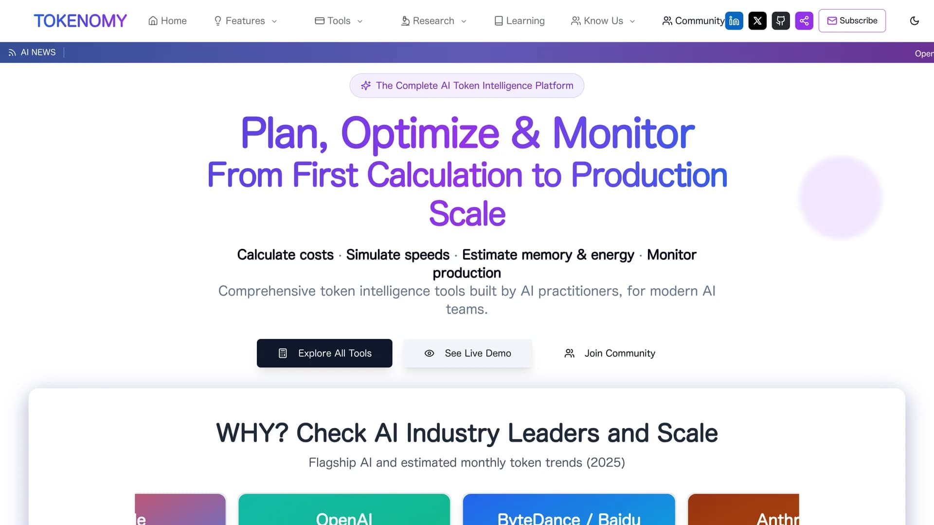 tokenomy-ai homepage