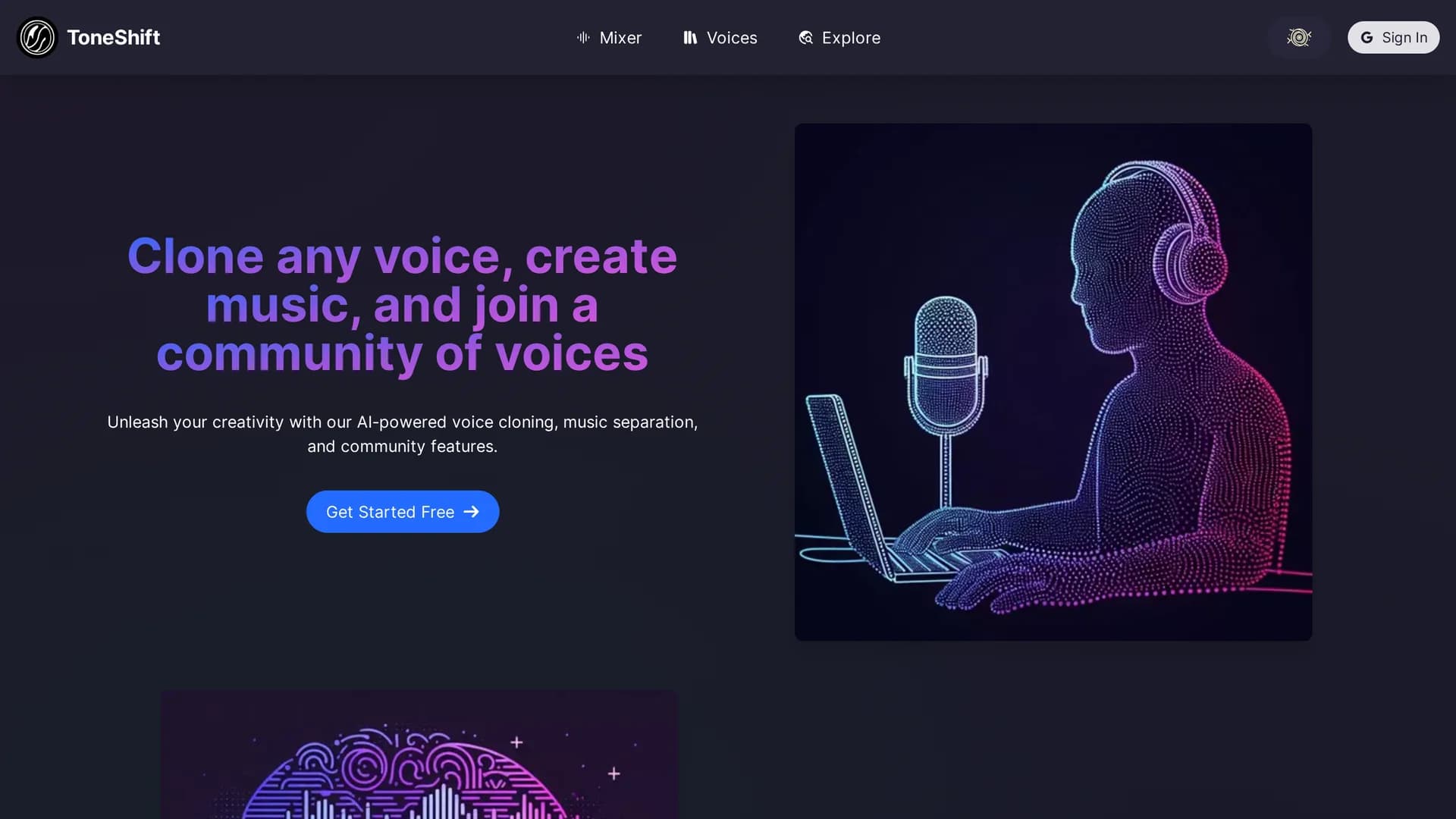 toneshift homepage