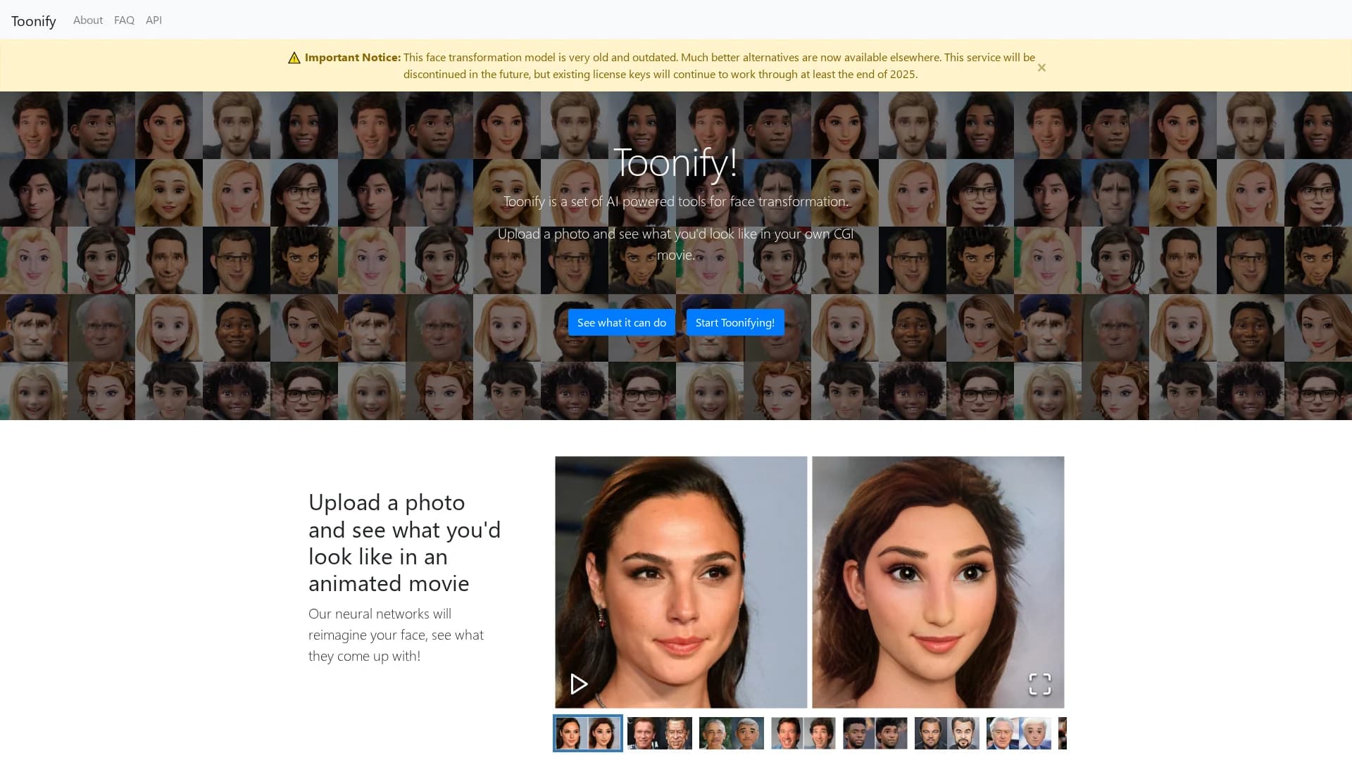 toonify homepage