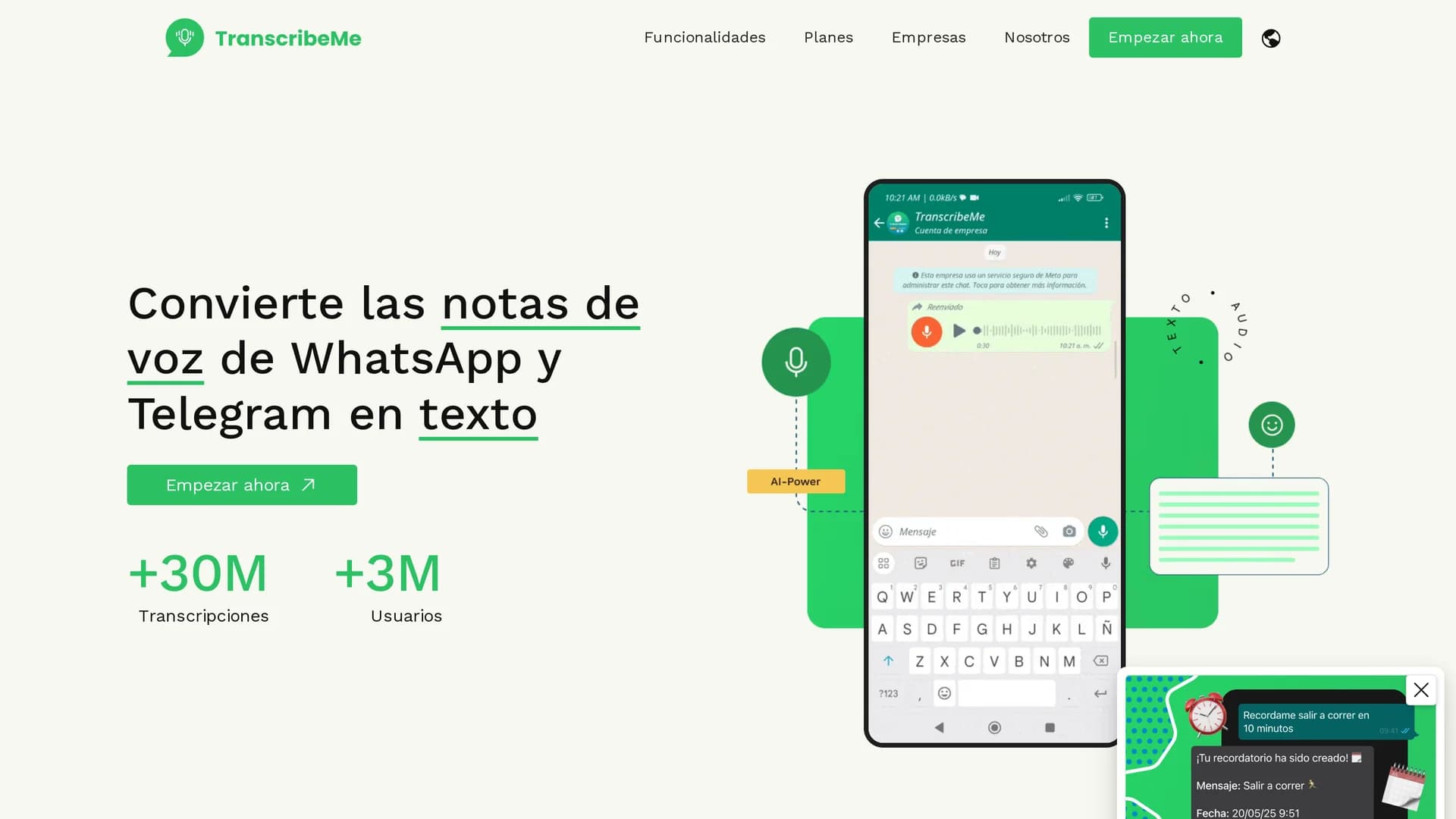transcribeme homepage