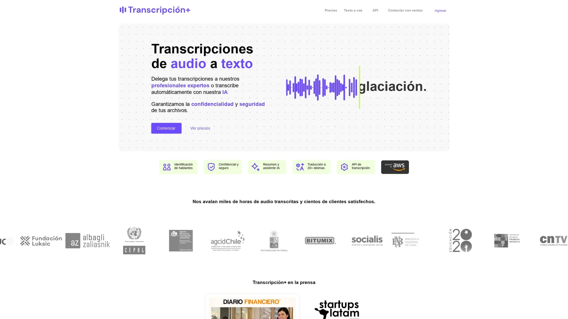 transcripcion homepage
