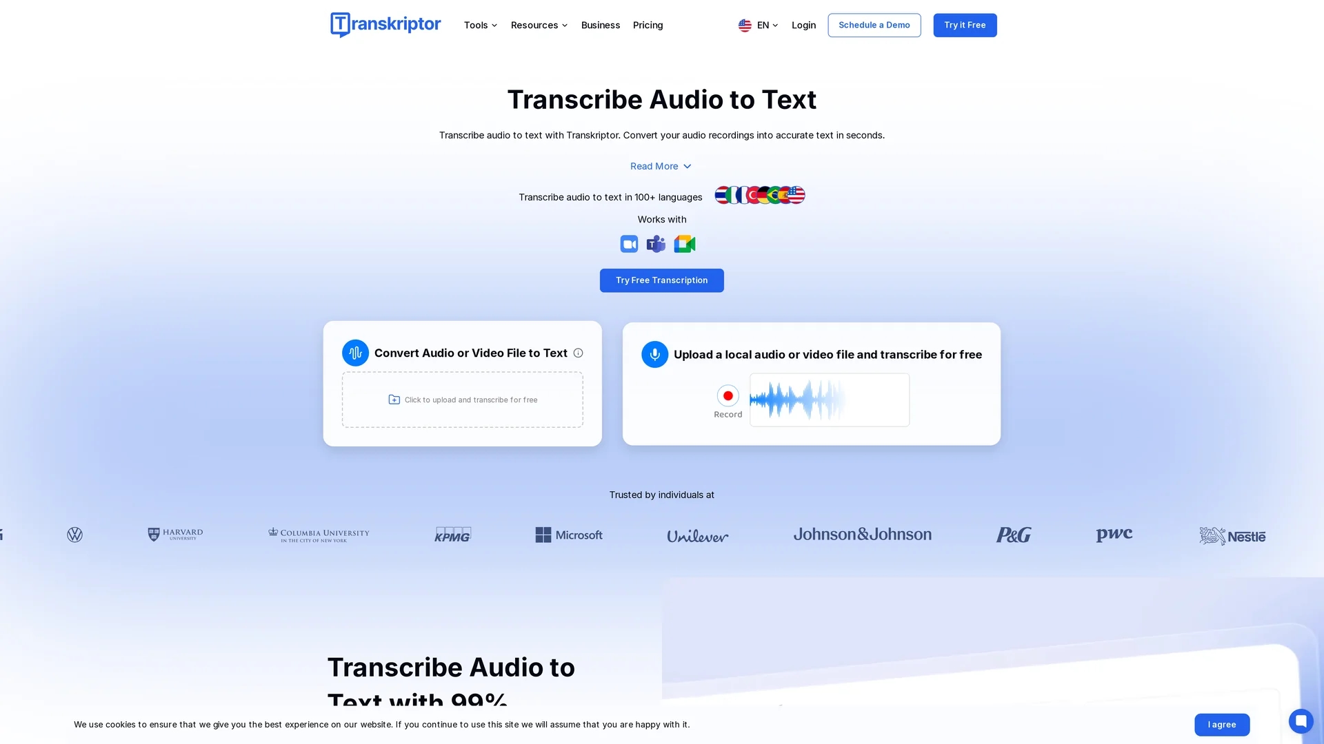 transkriptor homepage