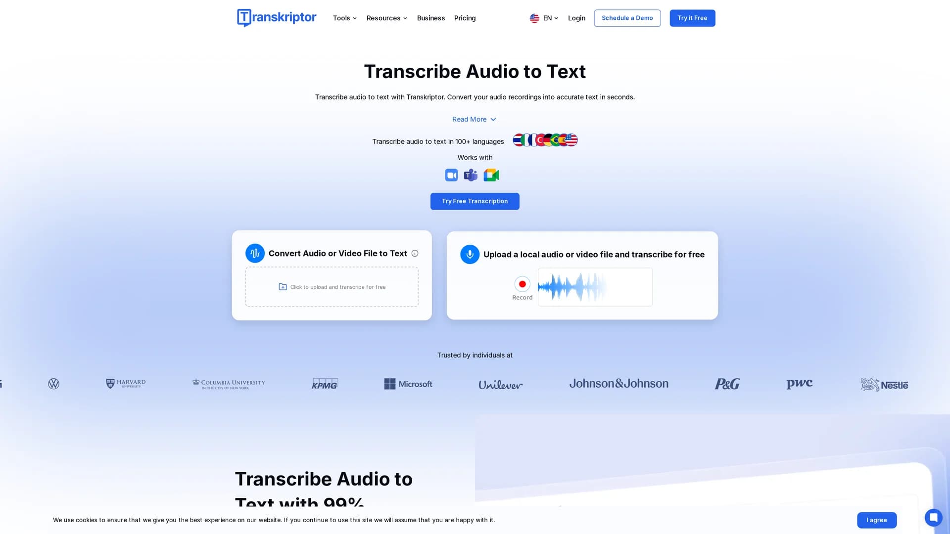transkriptor homepage