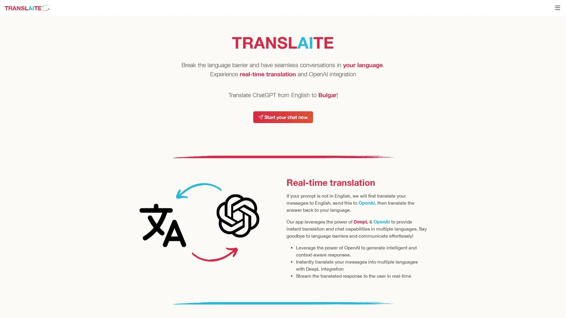 translaite homepage