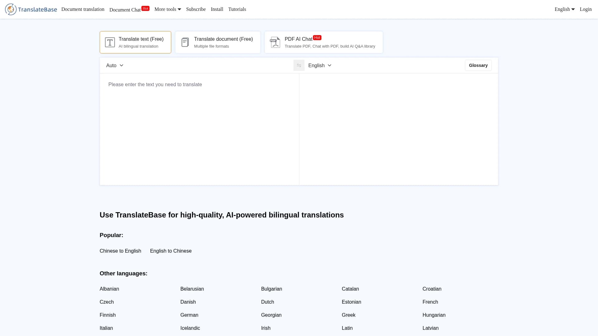 translatebase homepage