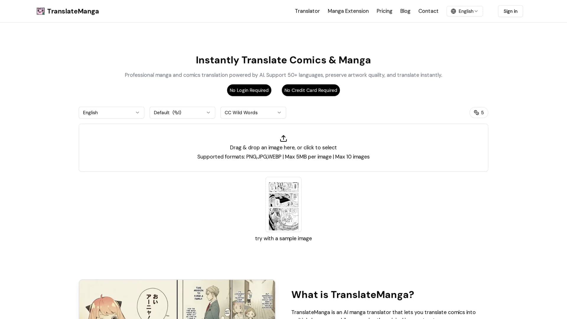 translatemanga homepage