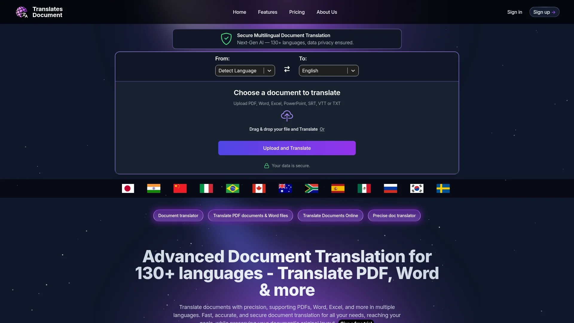 translatesdocument homepage