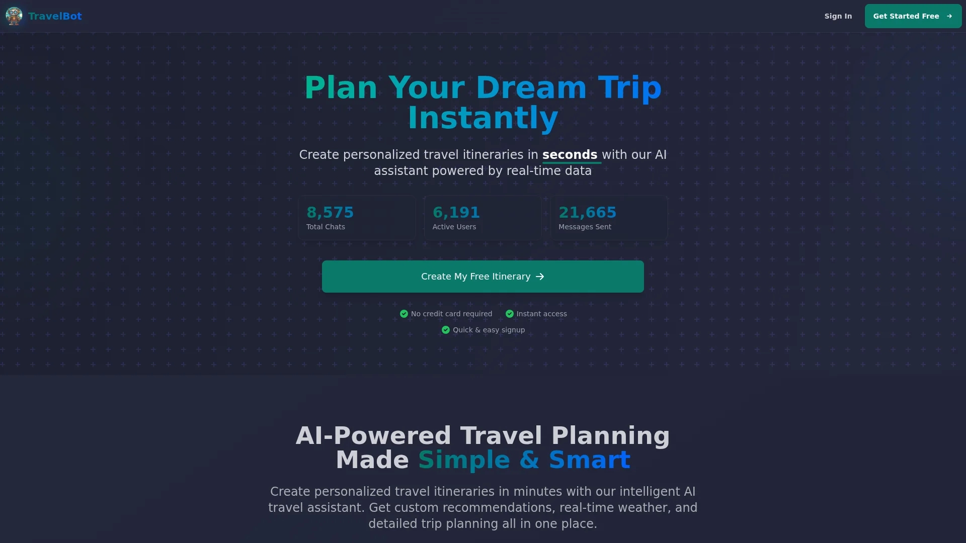 travelbot homepage