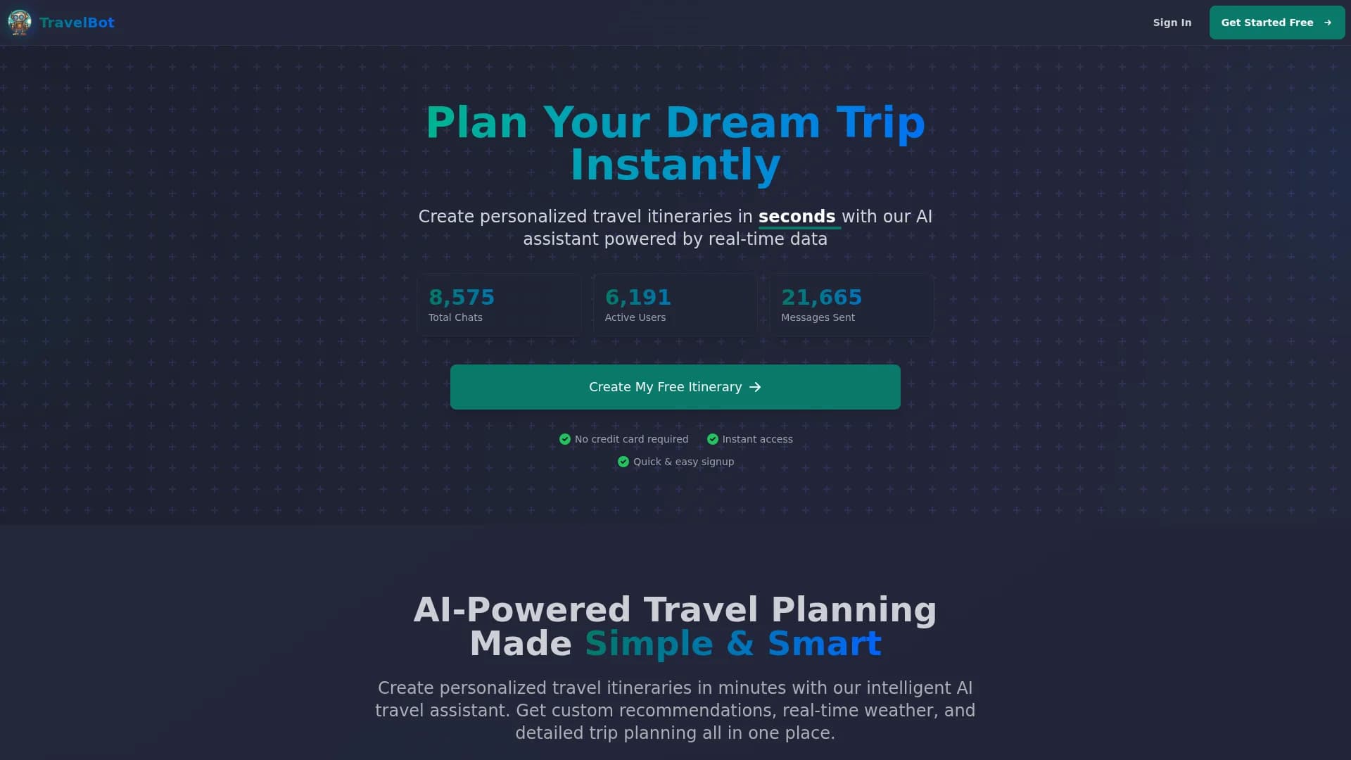 travelbot homepage