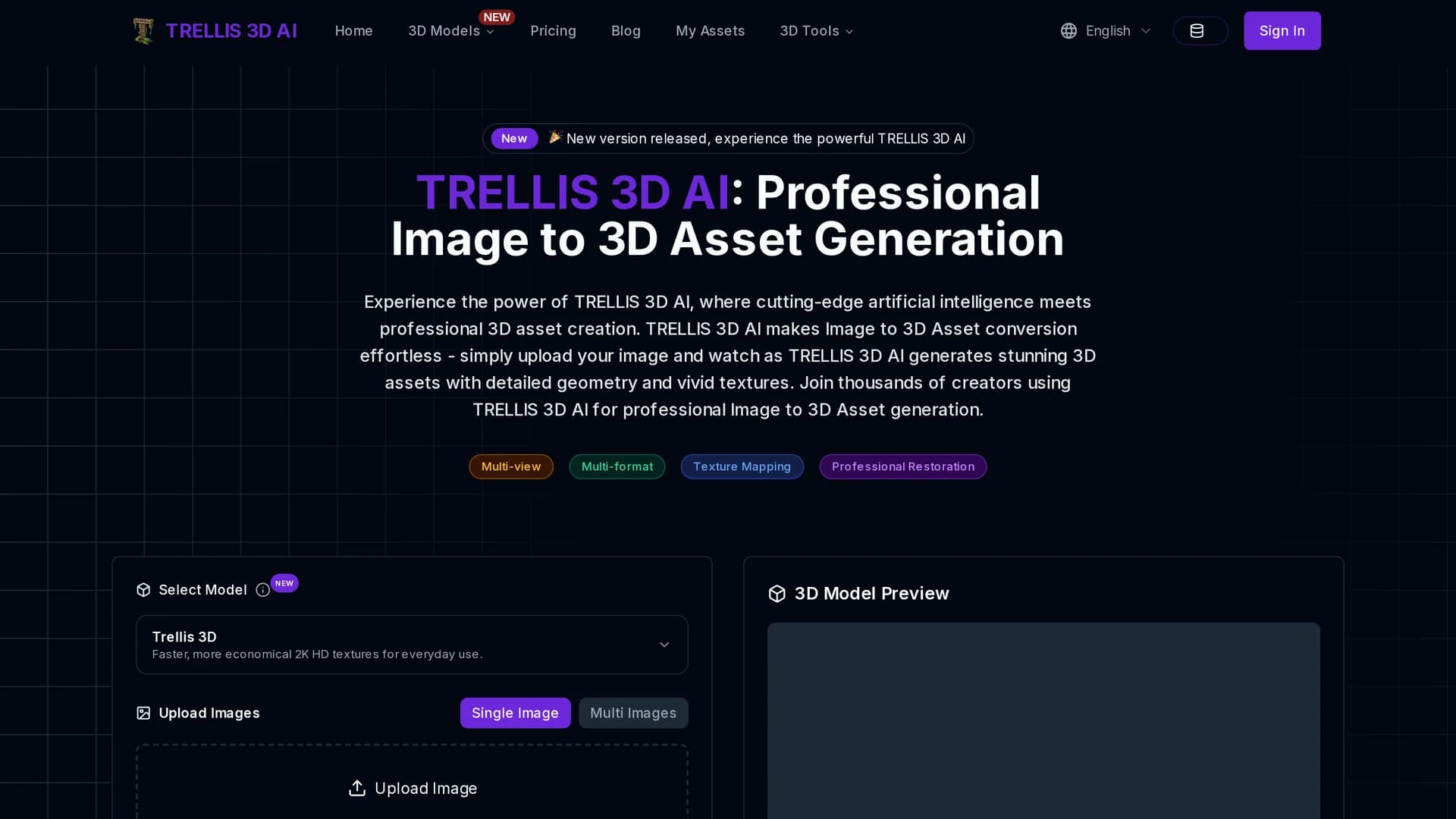 trellis-3d-ai homepage