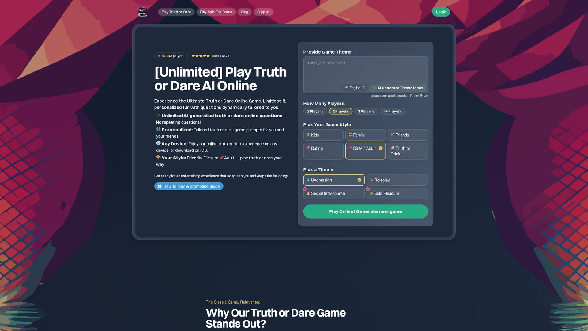 truth-or-dare-ai homepage