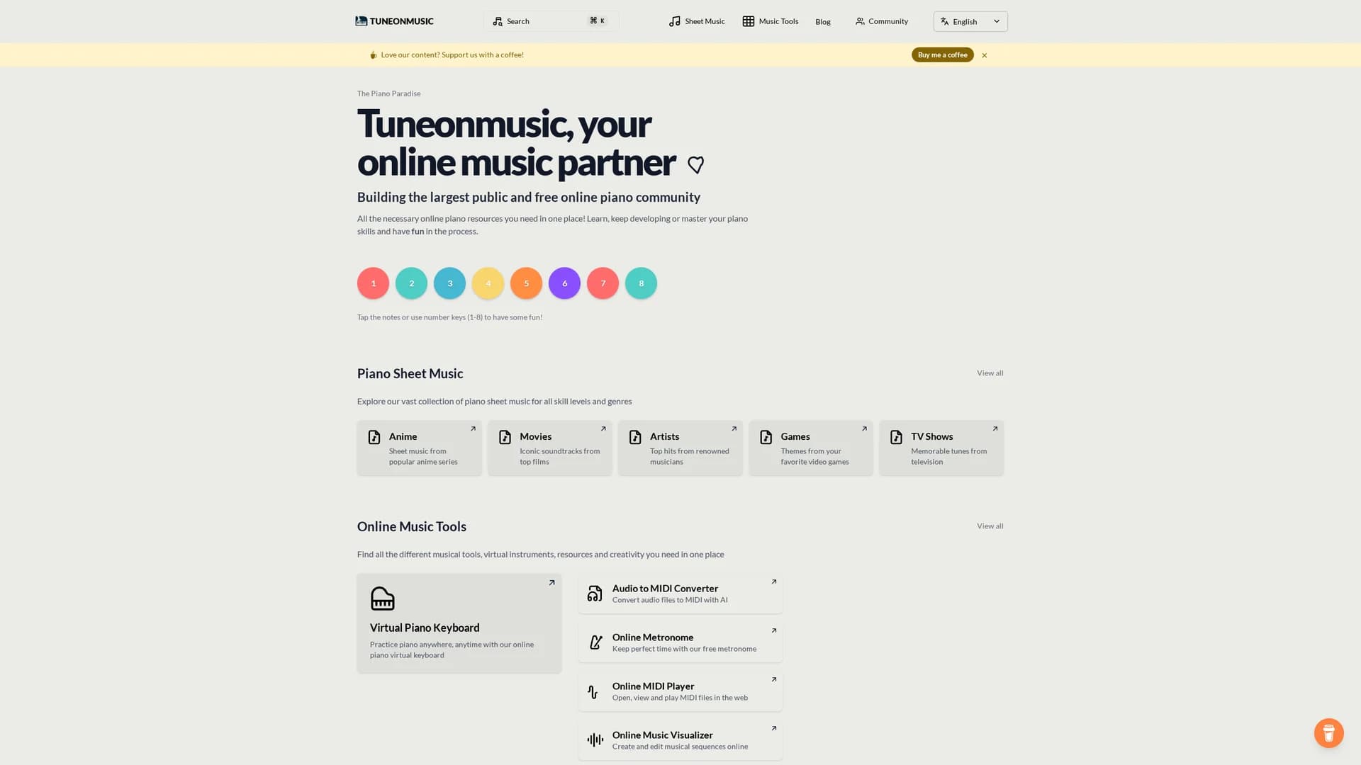 tuneonmusic homepage