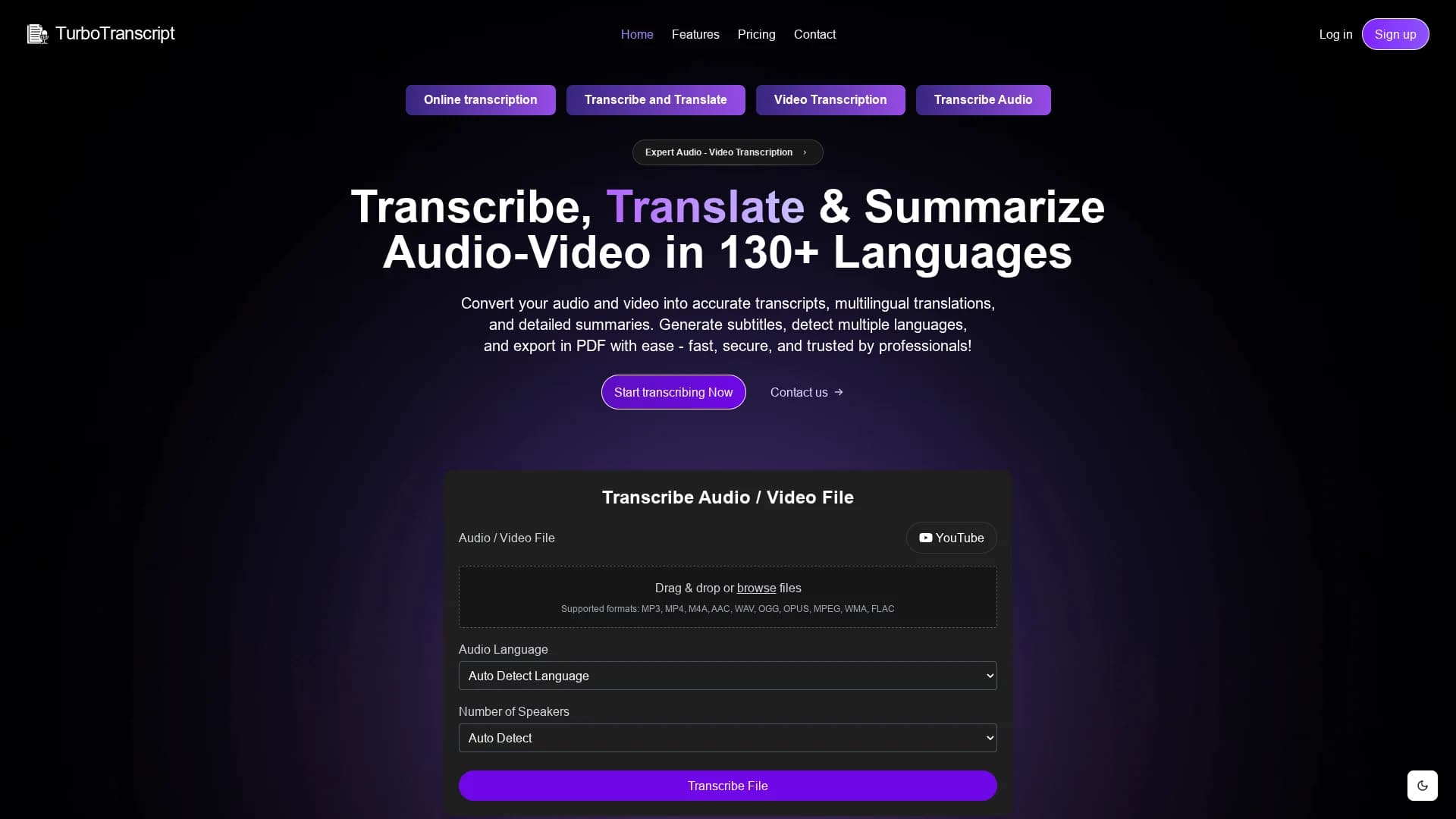 turbotranscript homepage
