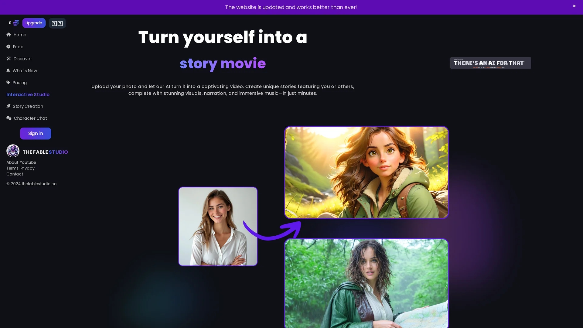 turn-texts-into-ai-animated-stories homepage