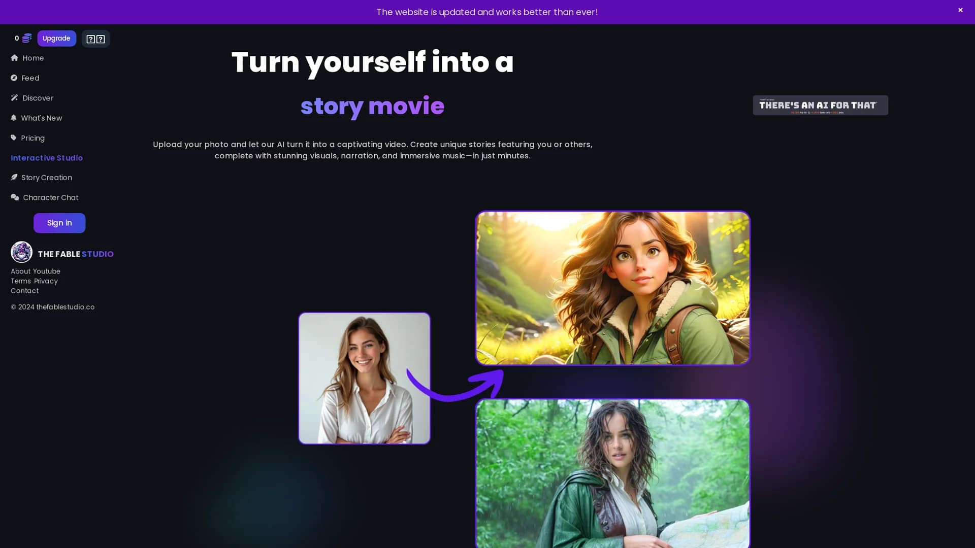 turn-texts-into-ai-animated-stories homepage