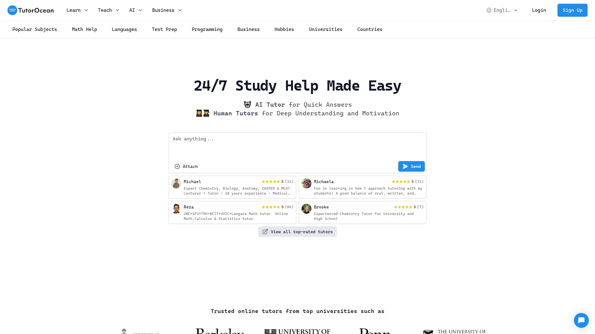 tutorocean-com homepage