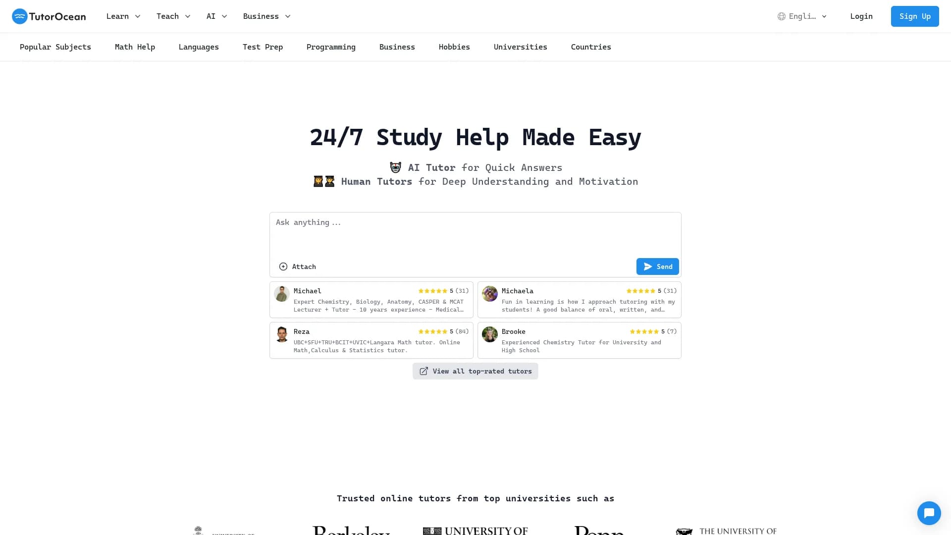 tutorocean-com homepage