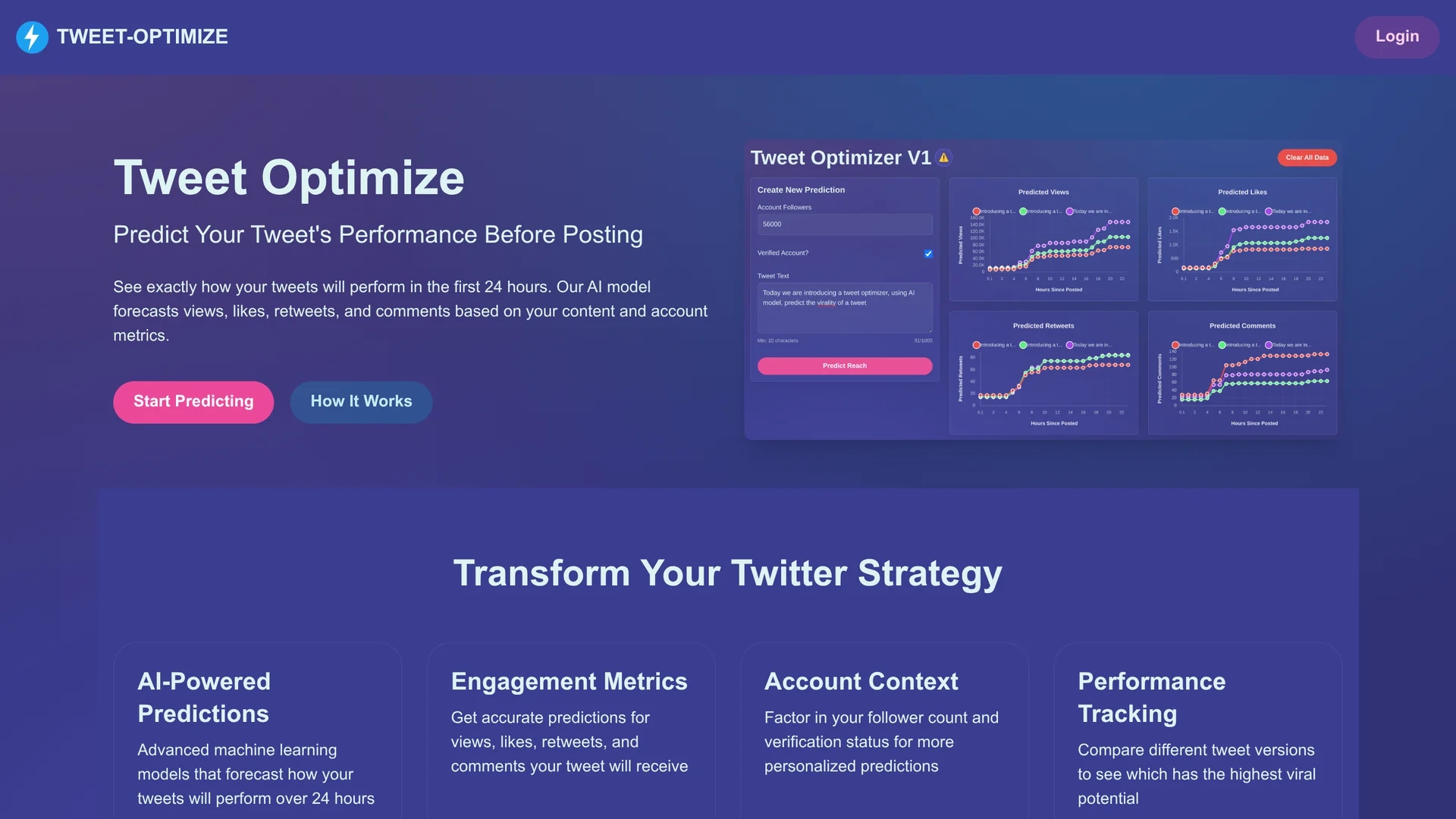 tweet-optimize homepage