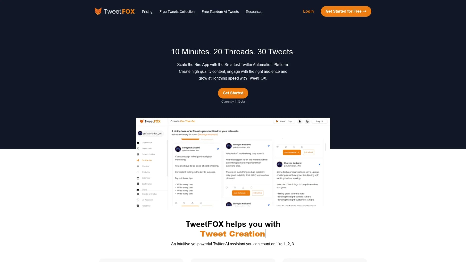 tweetfox homepage