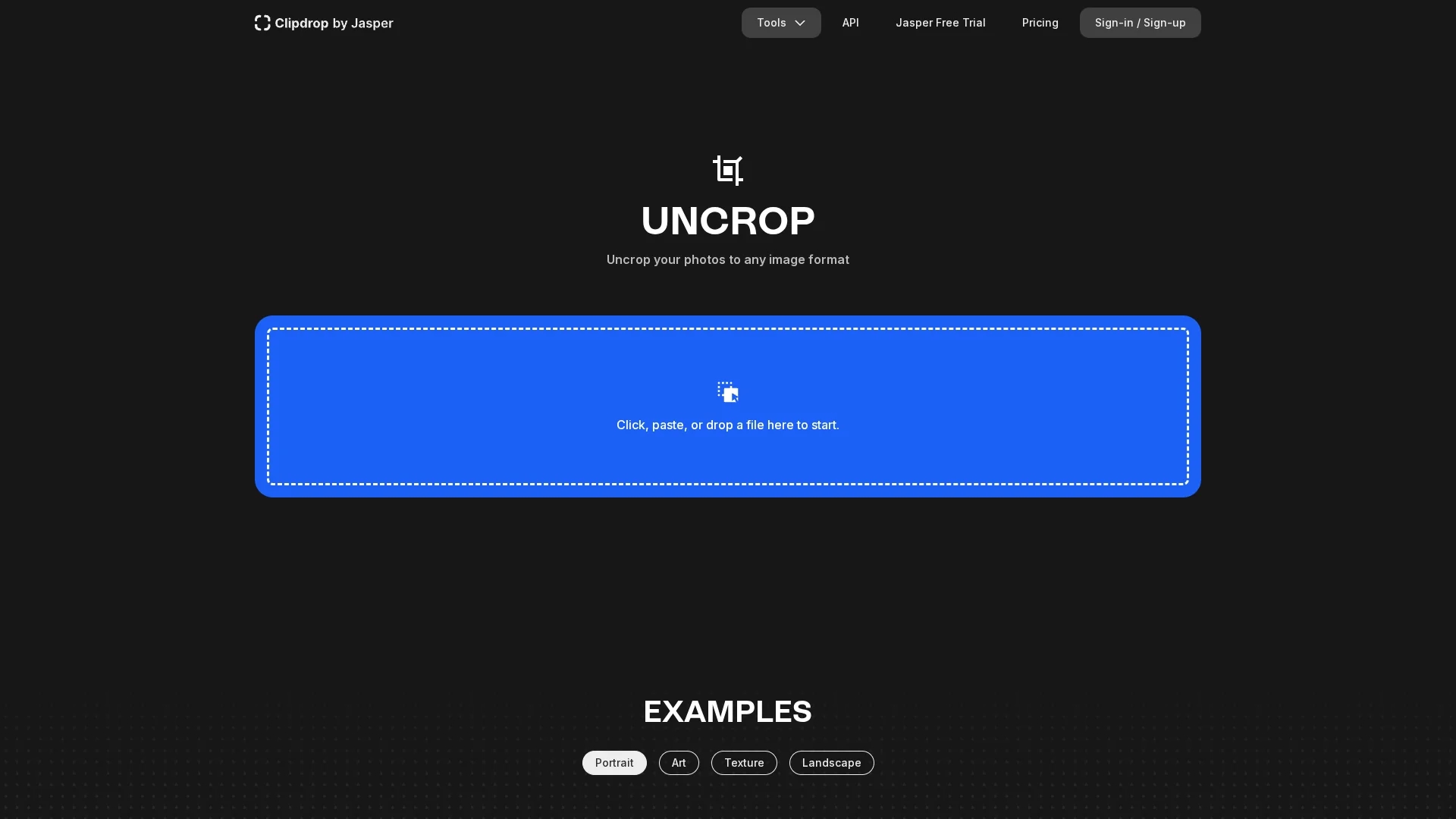 uncrop-by-stability-ai homepage
