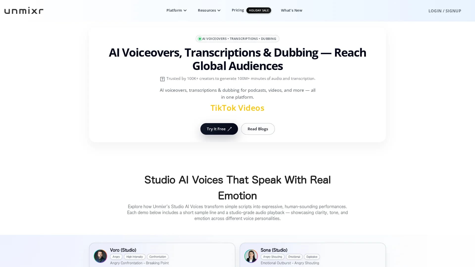 unmixr-ai homepage