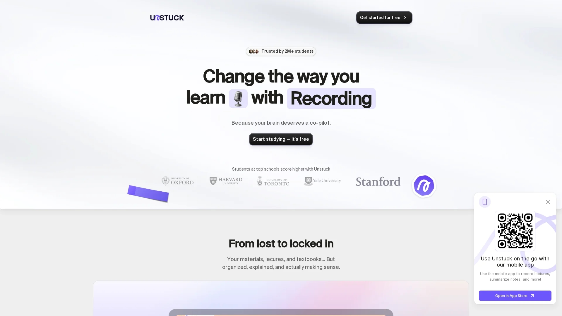 unstuck-ai homepage