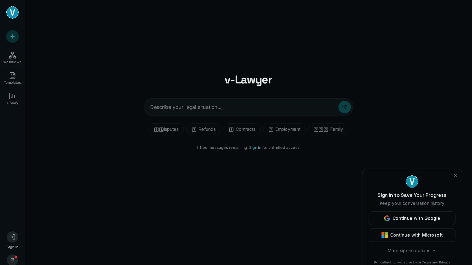 v-lawyer homepage