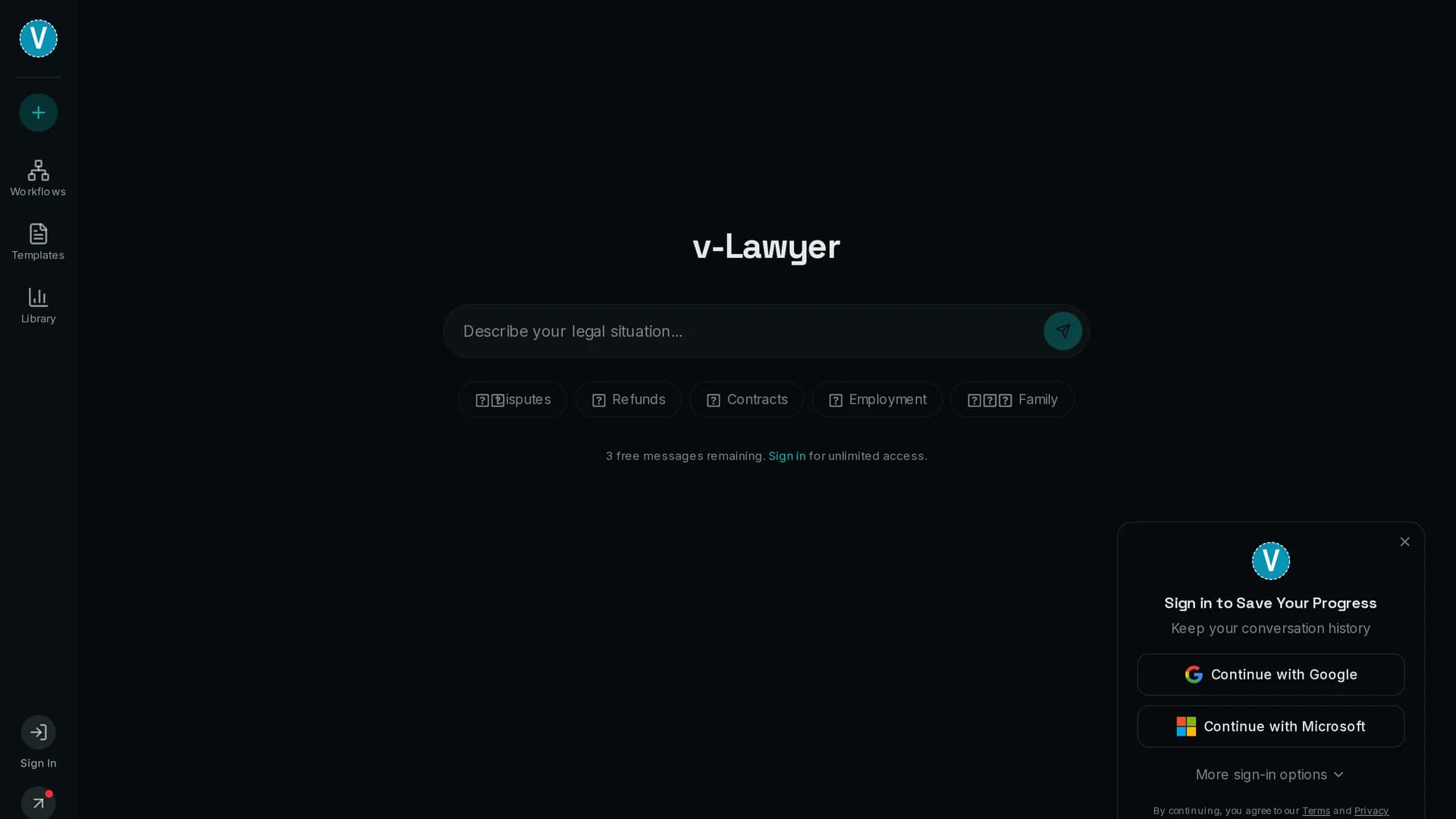 v-lawyer homepage