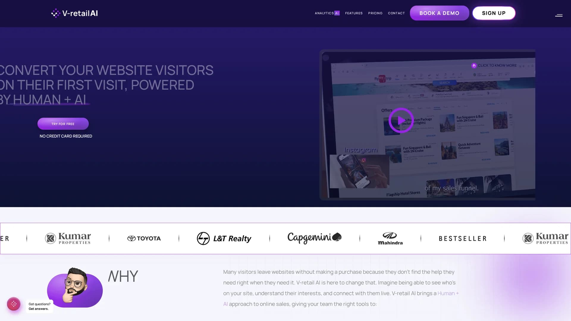 v-retail homepage
