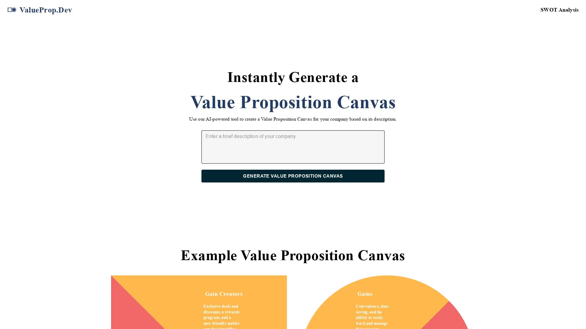value-proposition-canvas-ai homepage