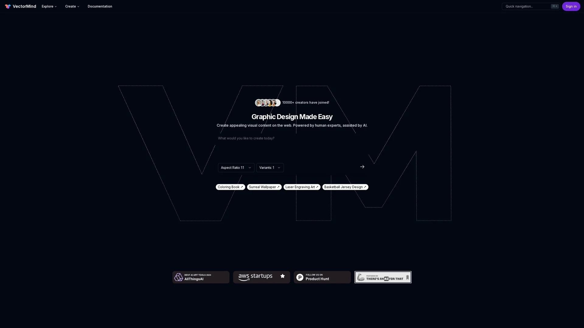 vectormind-ai homepage