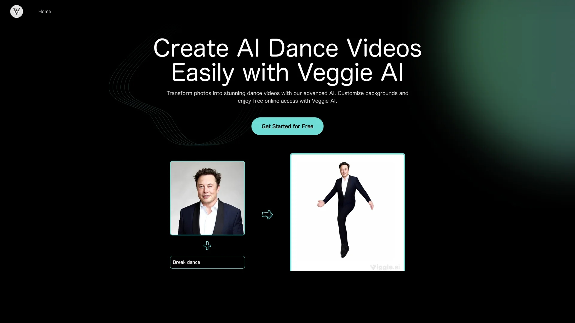 veggieai-dance-videos homepage