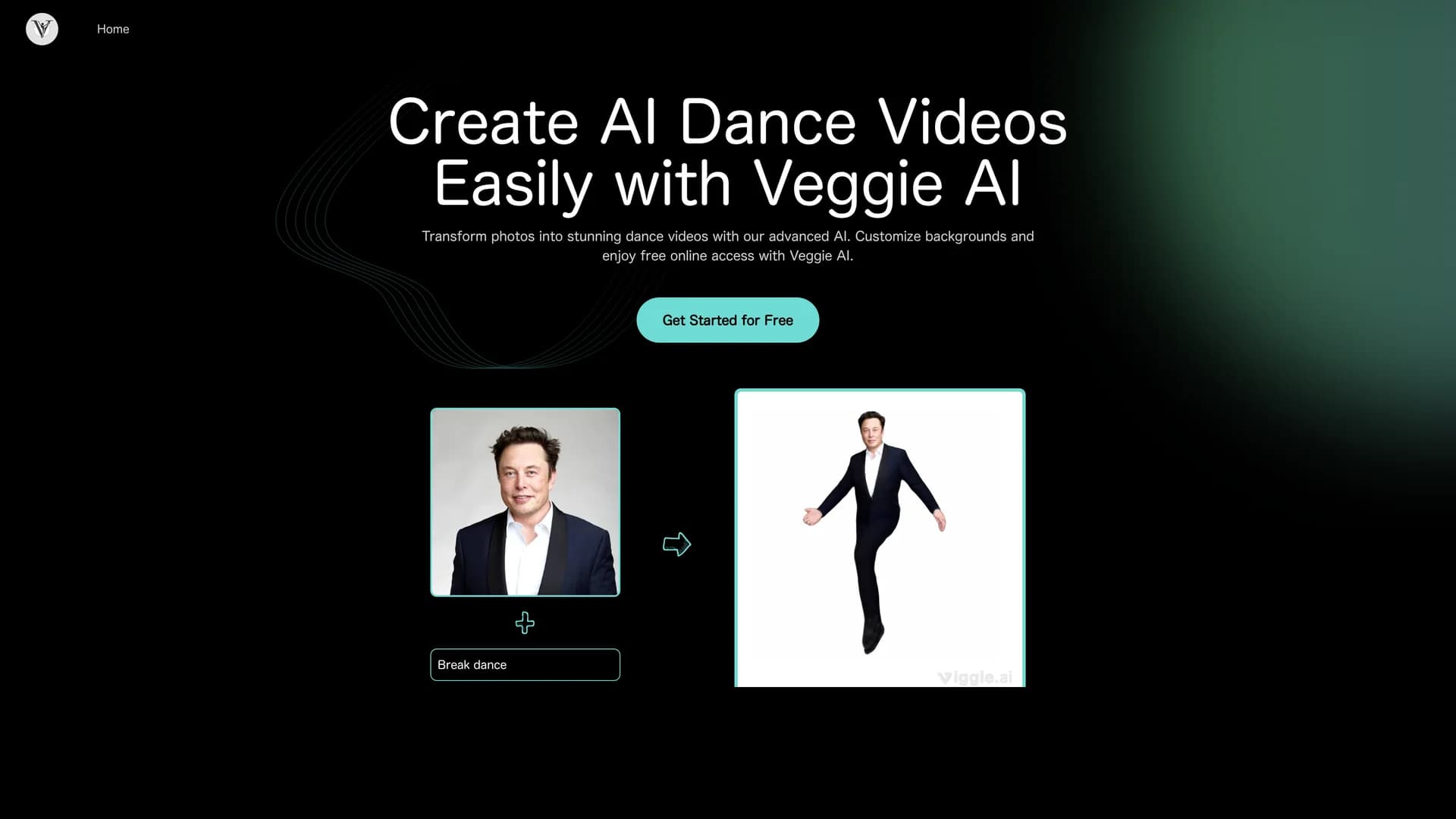 veggieai-dance-videos homepage