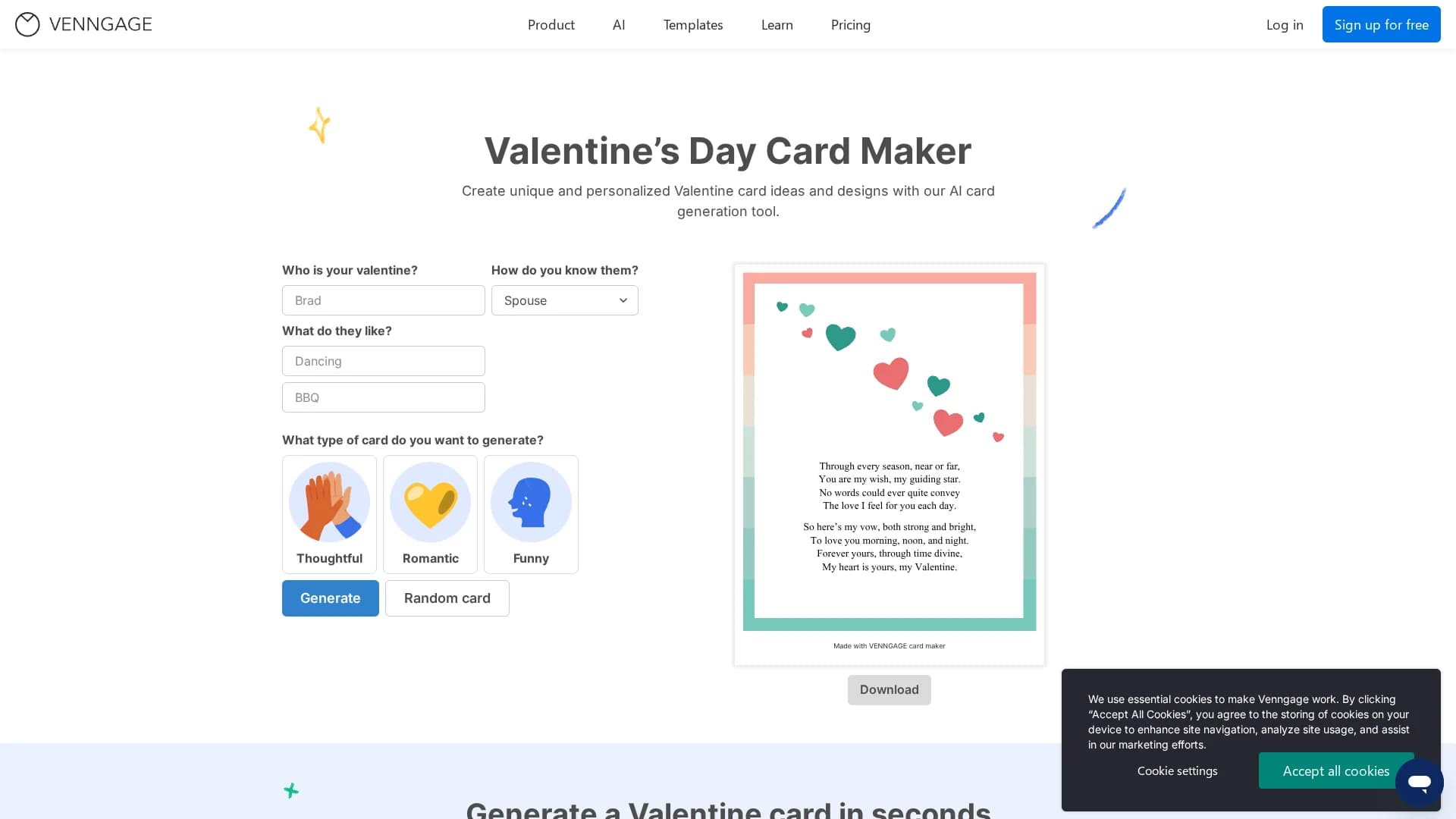 venngage homepage