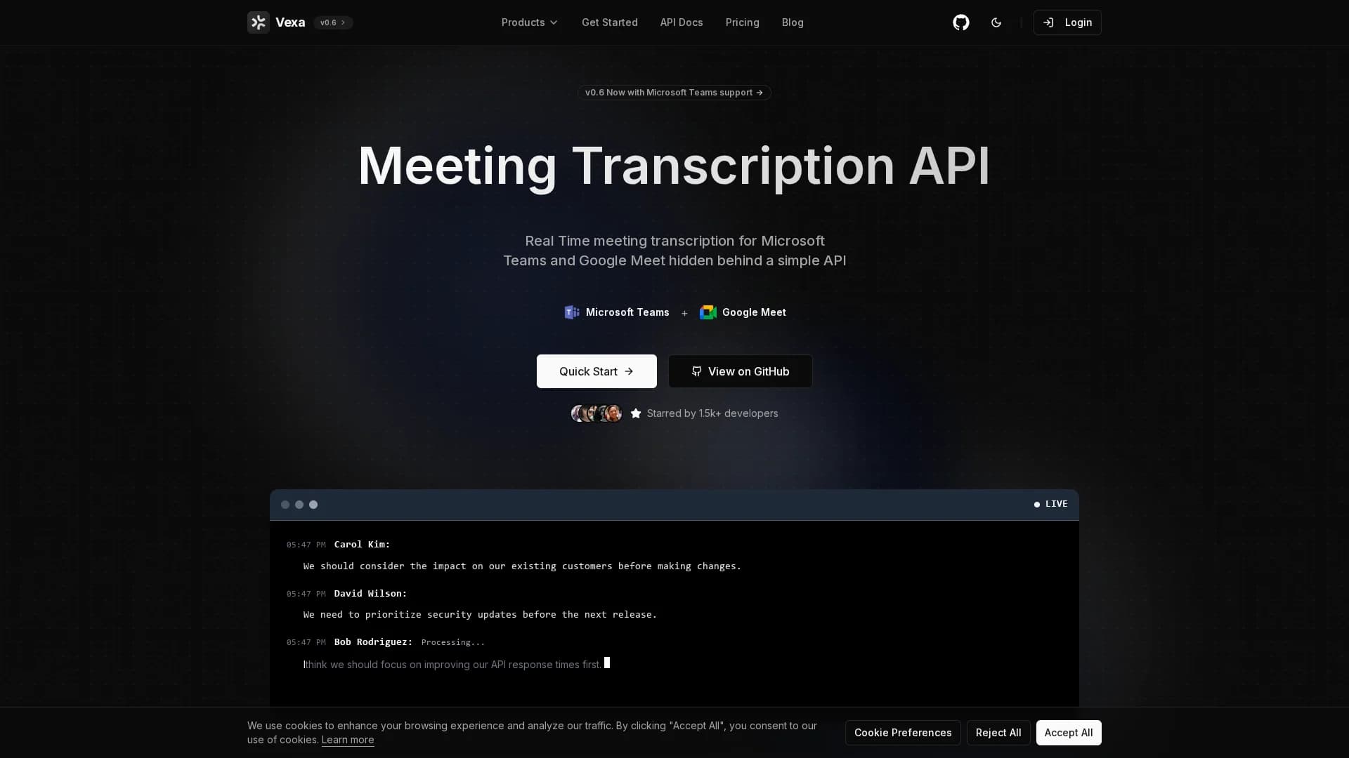 vexa homepage