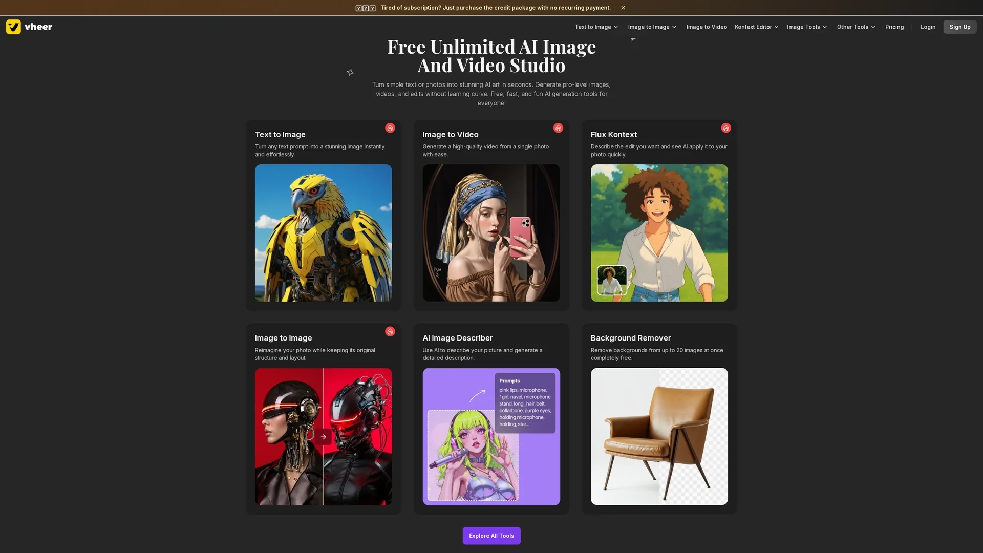 vheer-ai-image-generator homepage