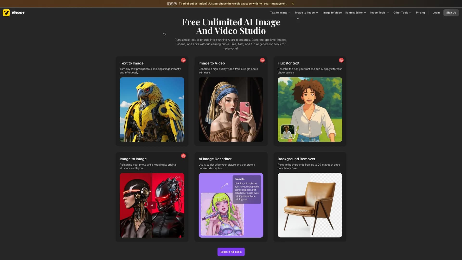 vheer-ai-image-generator homepage
