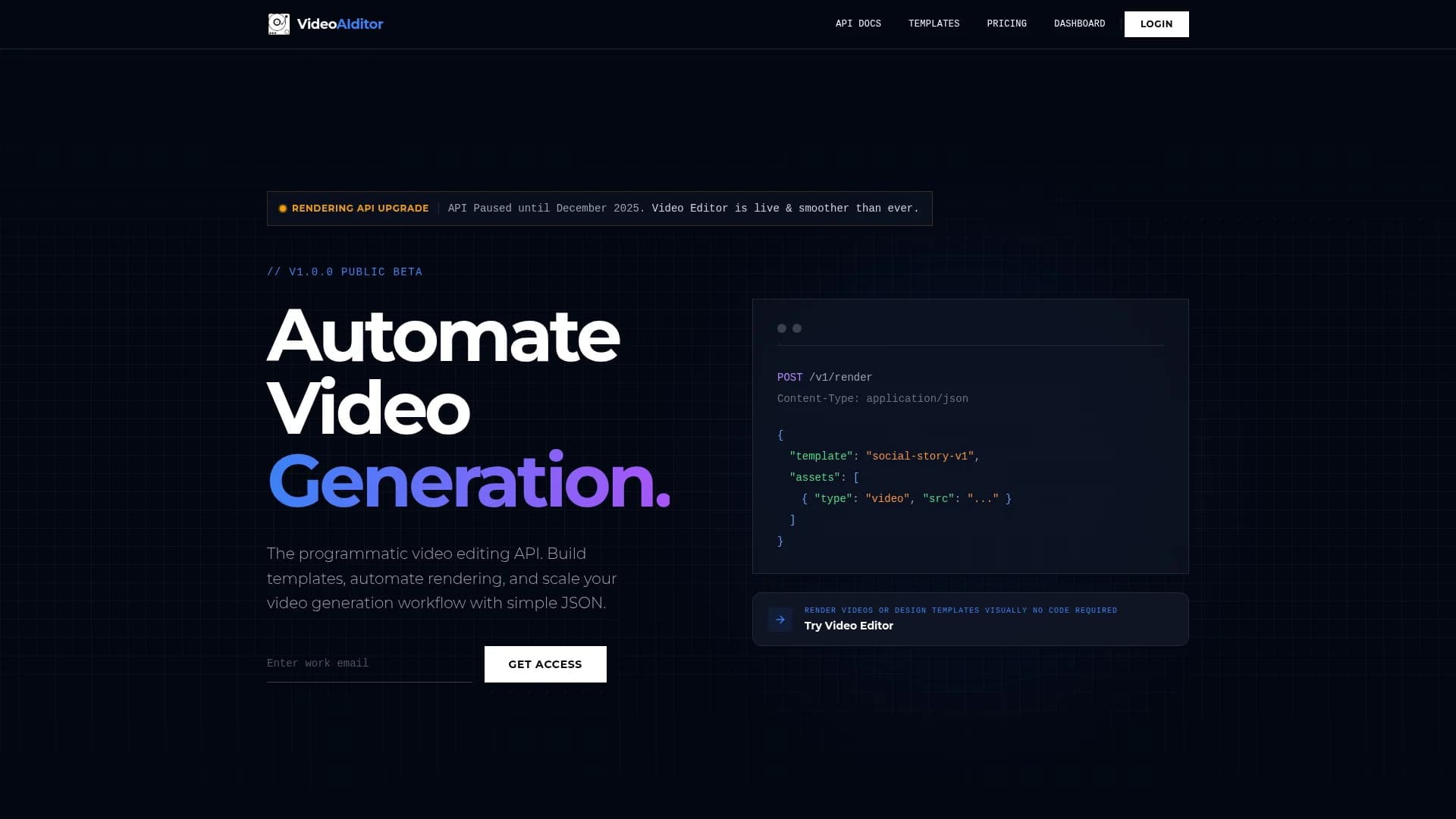video-aiditor homepage