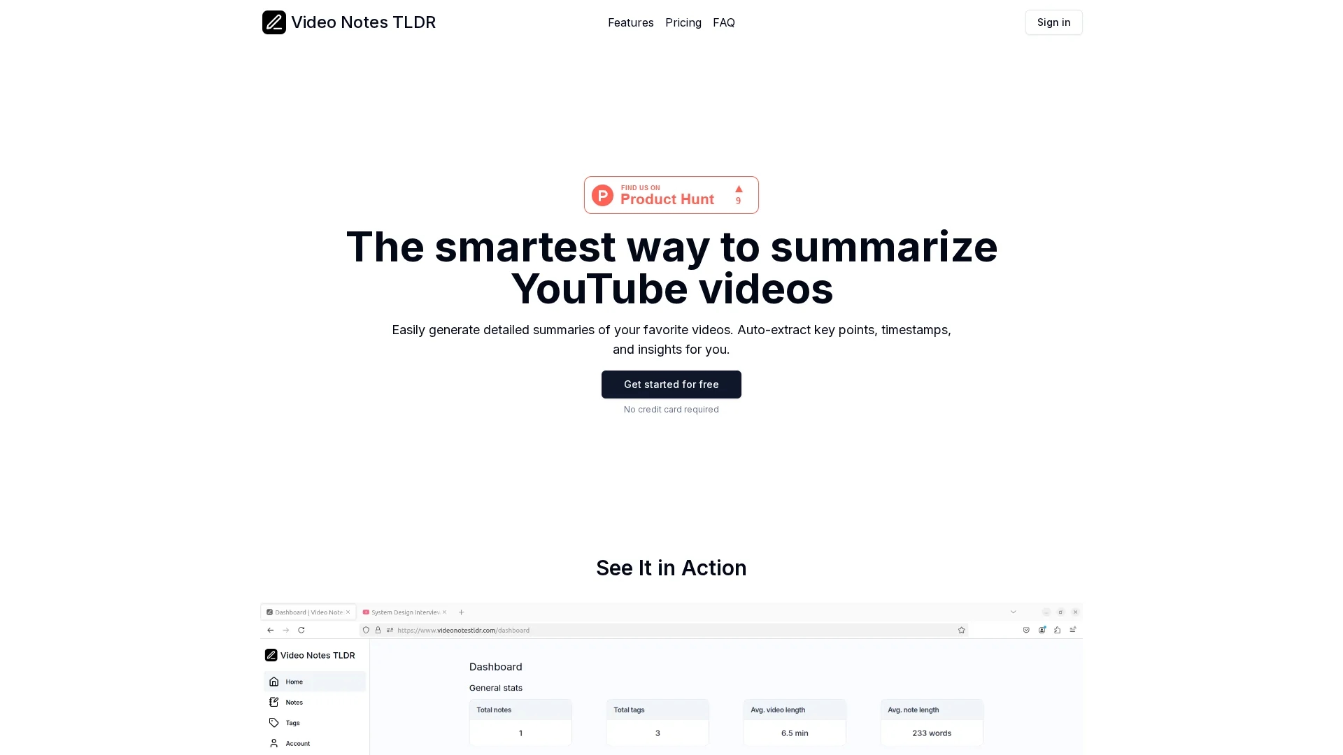 video-notes-tldr homepage