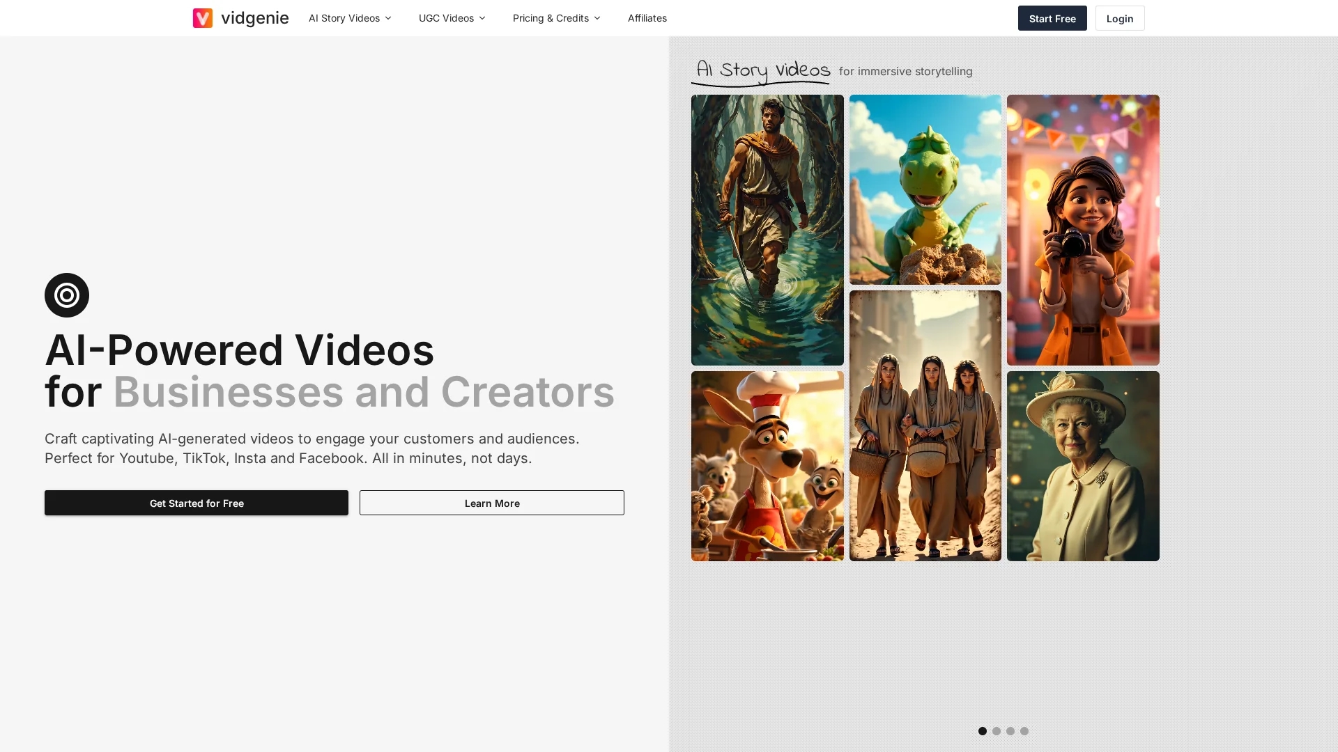 vidgenie-ai homepage