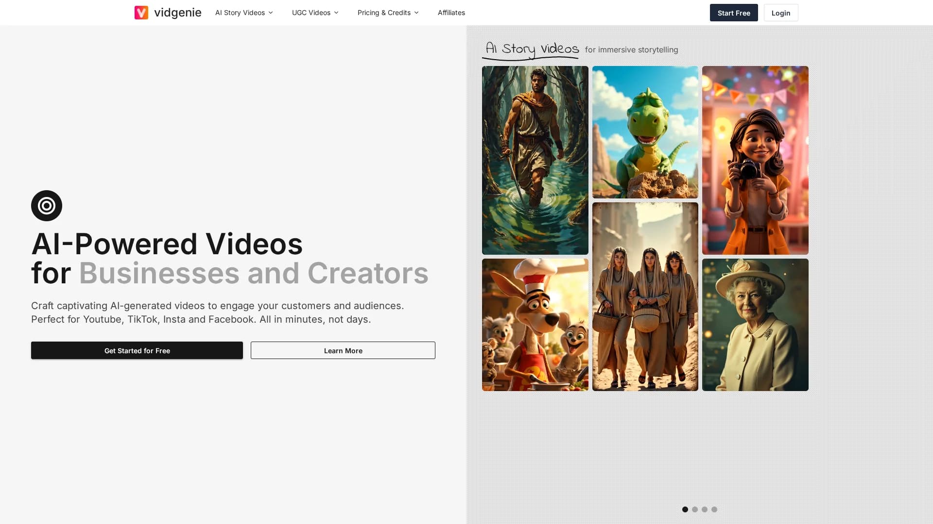 vidgenie-ai homepage