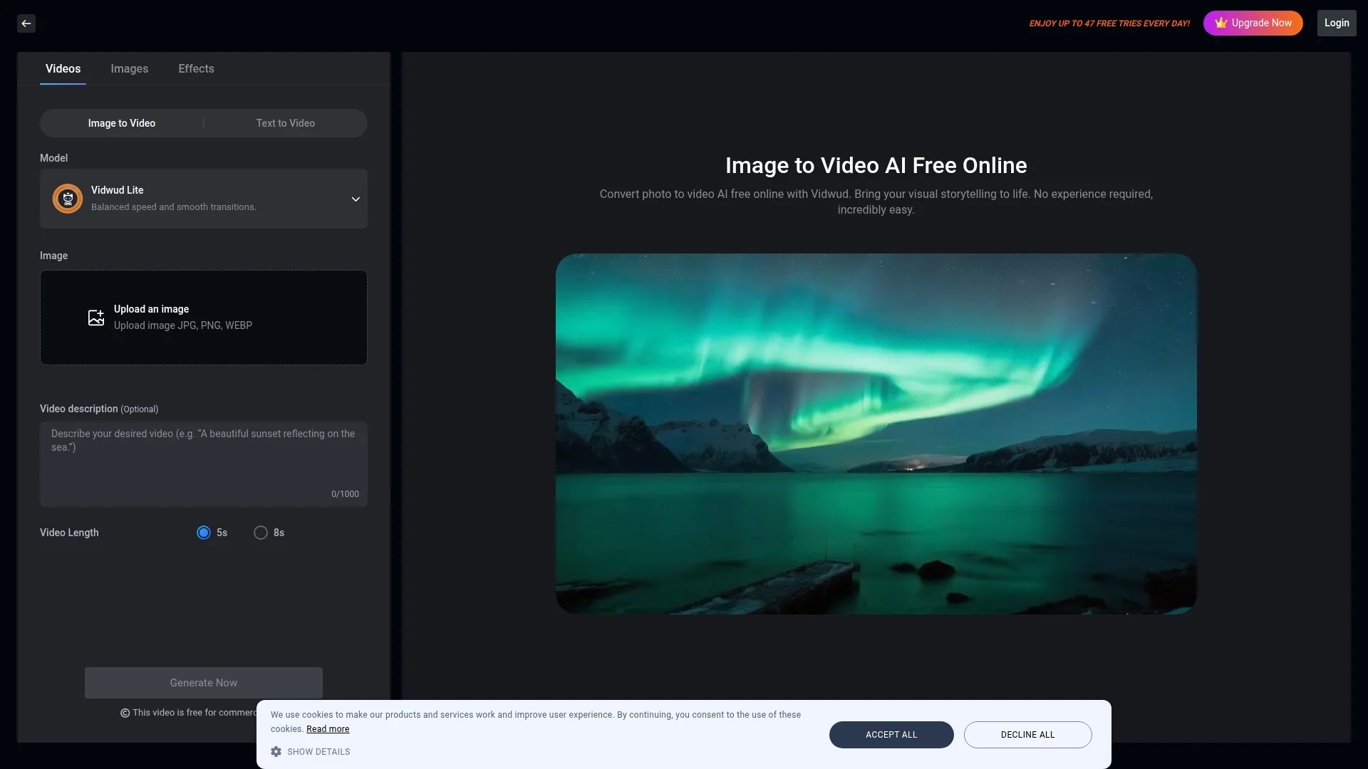 vidwud-image-to-video homepage