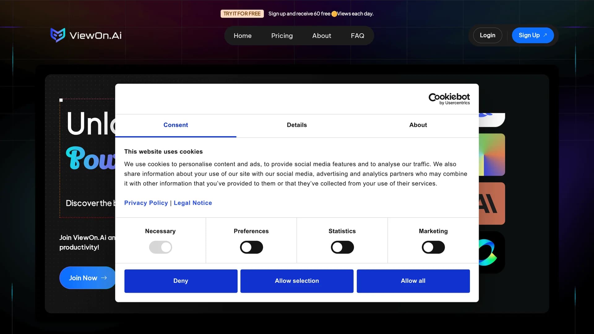 viewon-ai homepage