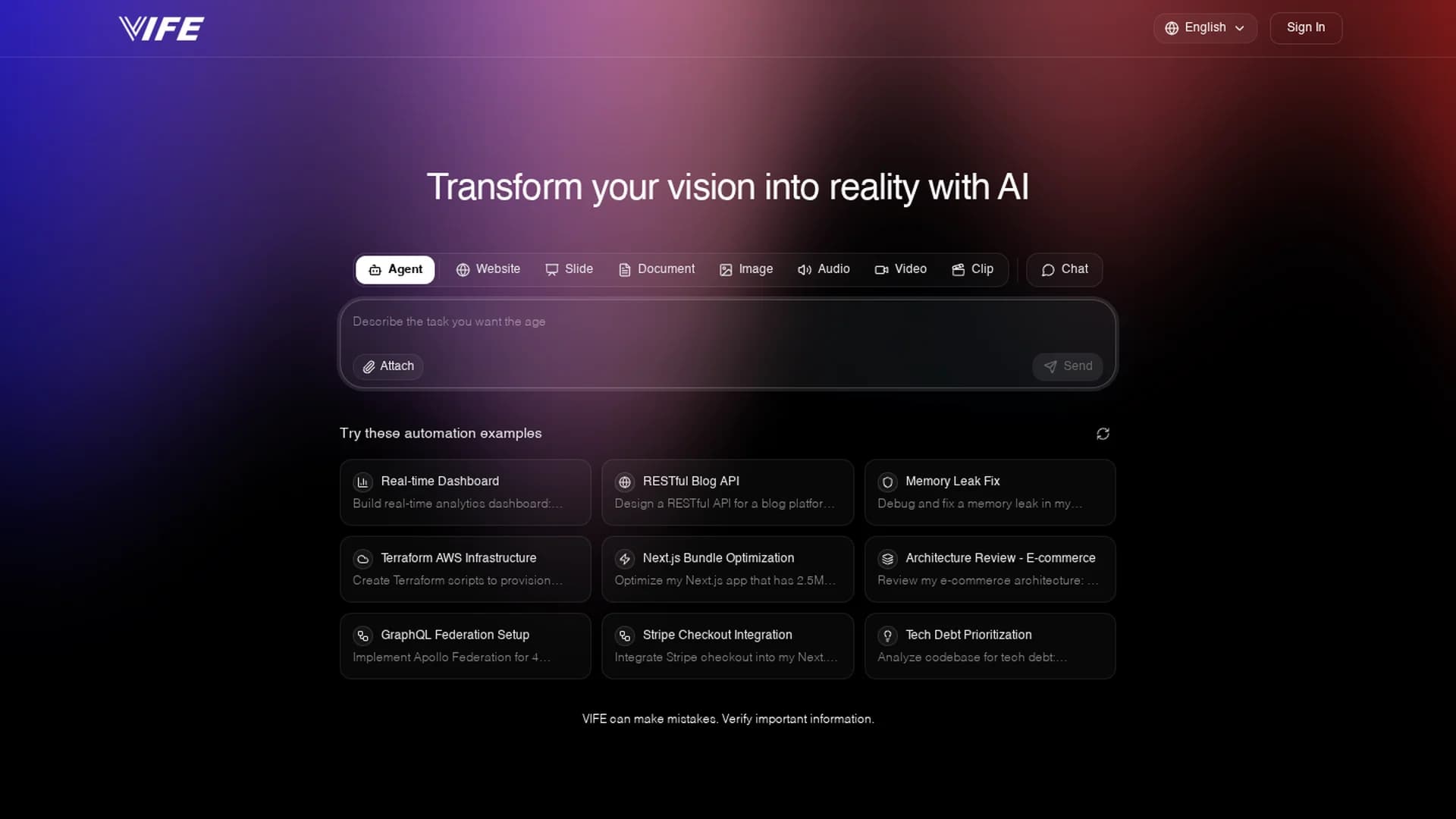 vife-ai homepage