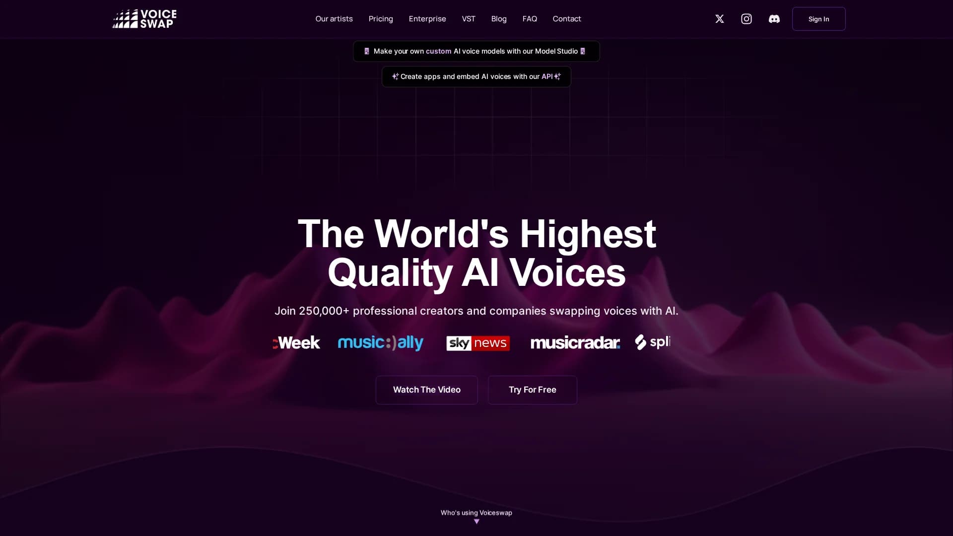 voice-swap-ai homepage